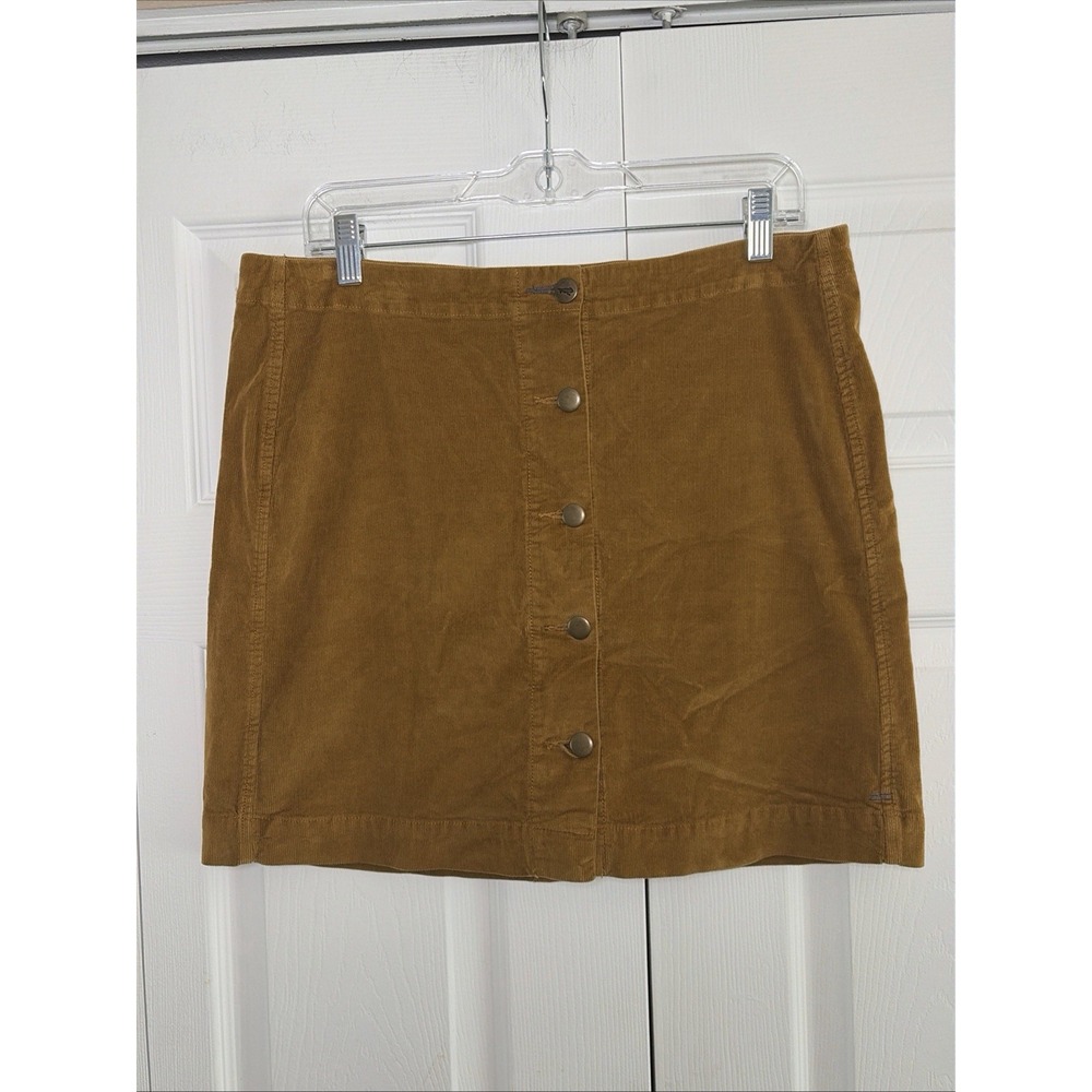 Toad&Co Corduroy Button Front Mini Skirt Womens Size 10 Brown Organic Cotton Y2K